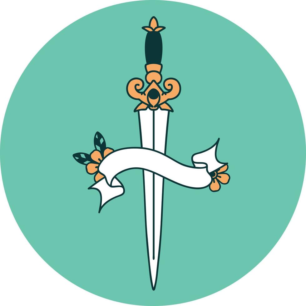 icon with banner of dagger vector
