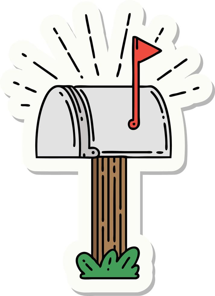 sticker of tattoo style closed mailbox vector