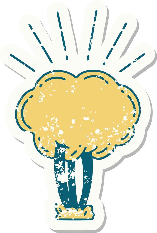 grunge sticker of tattoo style tree vector