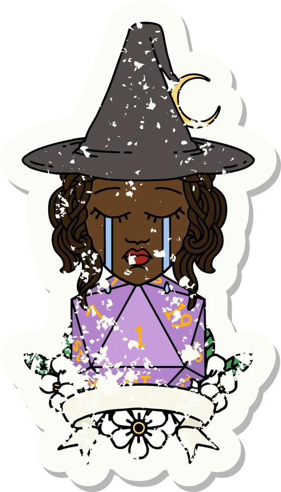crying human witch with natural one roll illustration vector