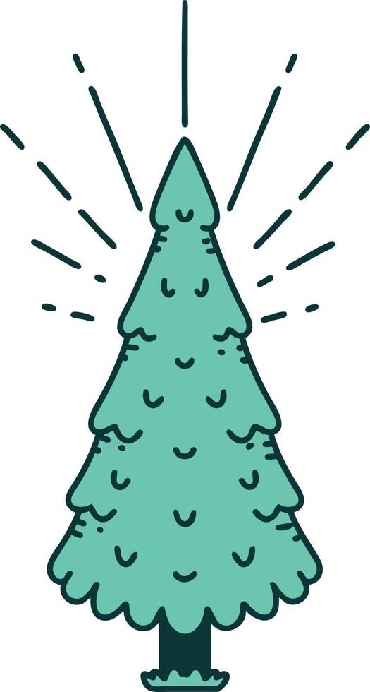 traditional tattoo style pine tree vector