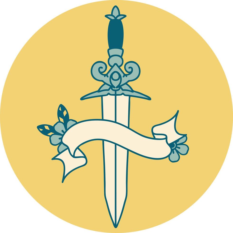 icon with banner of dagger vector