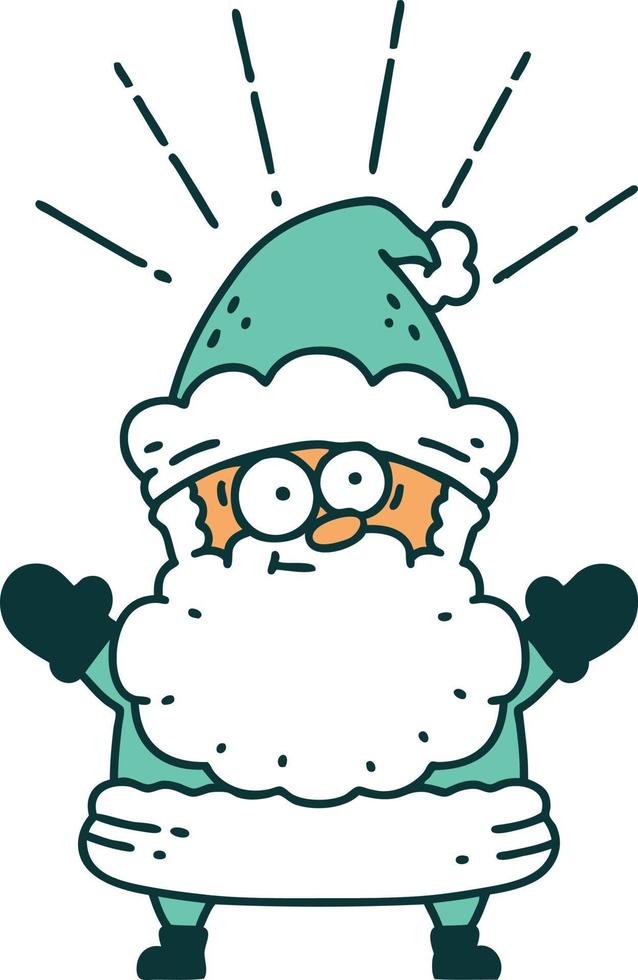 traditional tattoo style santa claus christmas character vector