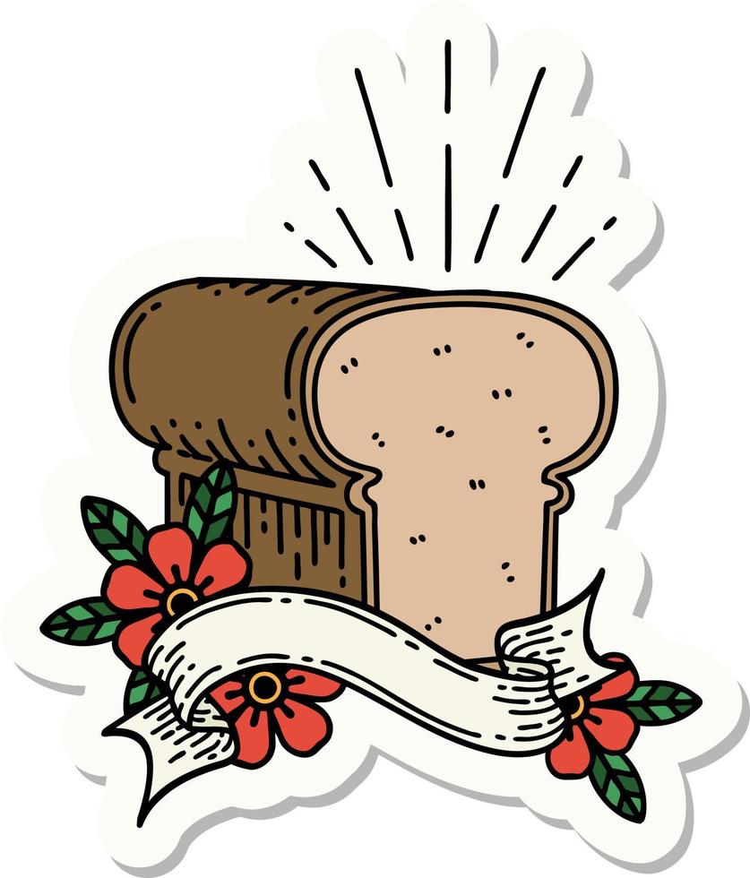 sticker of tattoo style loaf of bread vector