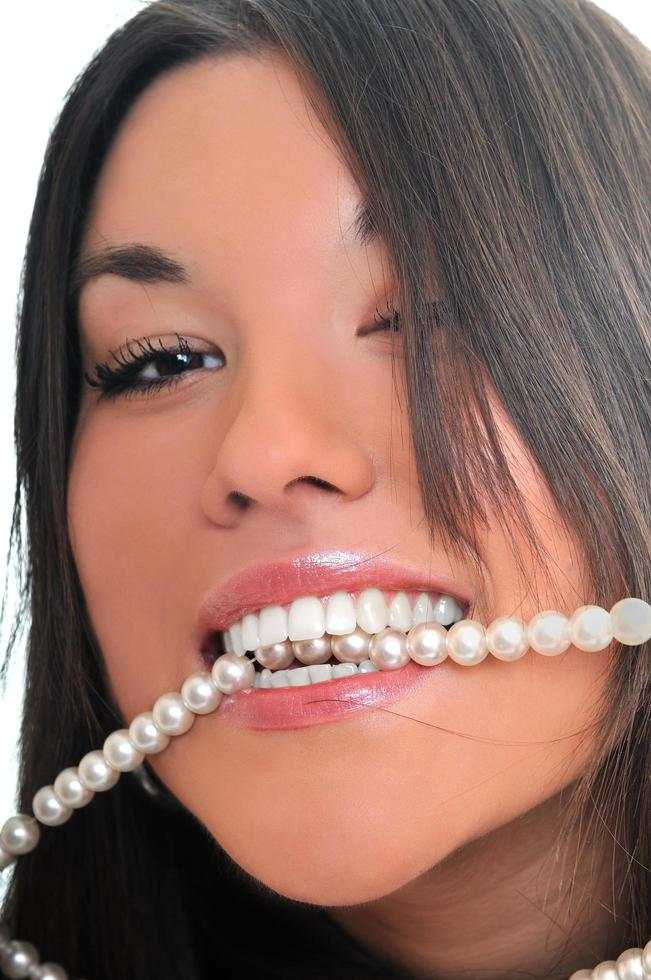 mujer dientes perla foto