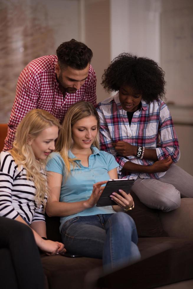 Multiethnic startup business team on meeting photo