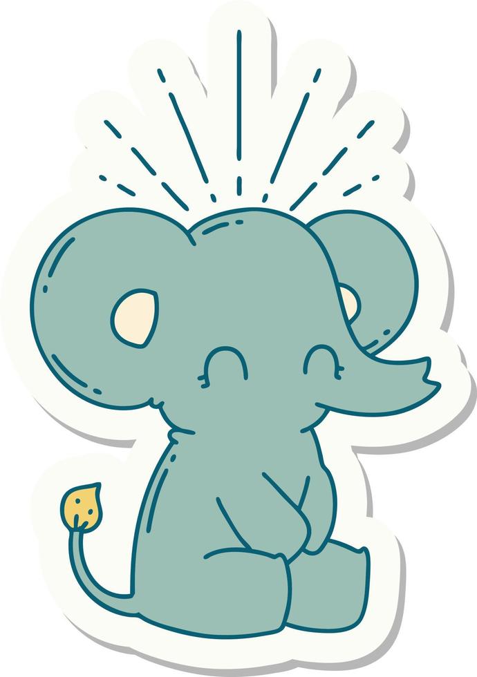 sticker of tattoo style cute elephant vector