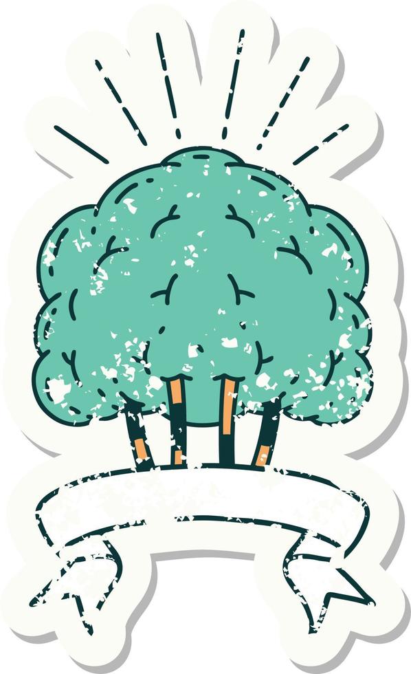 grunge sticker of tattoo style tree vector