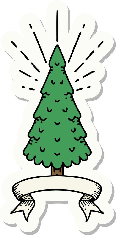 sticker of tattoo style pine tree vector