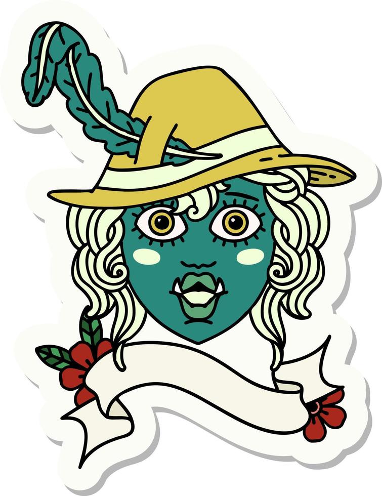 sticker of a orc bard character vector