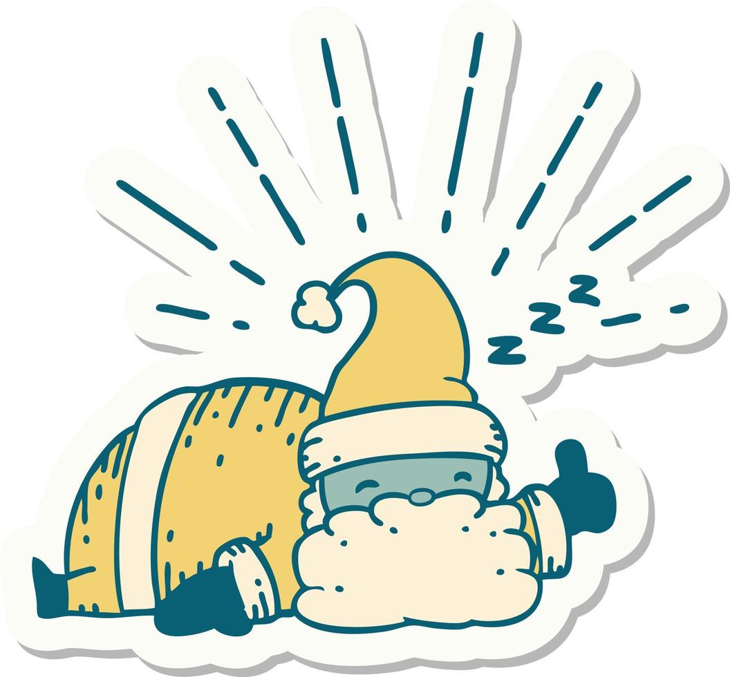 sticker of a tattoo style santa claus christmas character sleeping vector