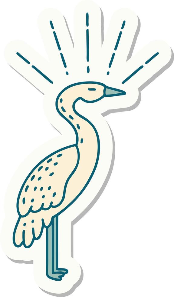sticker of a tattoo style standing stork vector