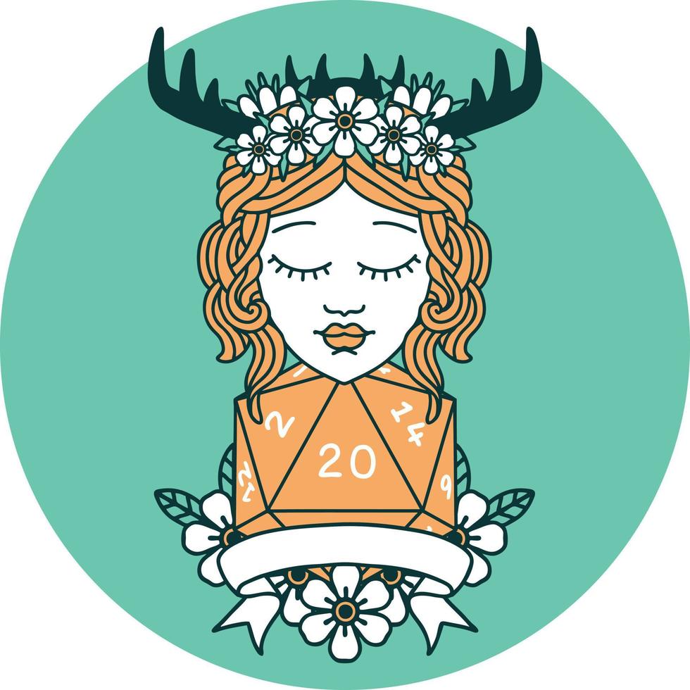 icon of human druid with natural twenty roll vector