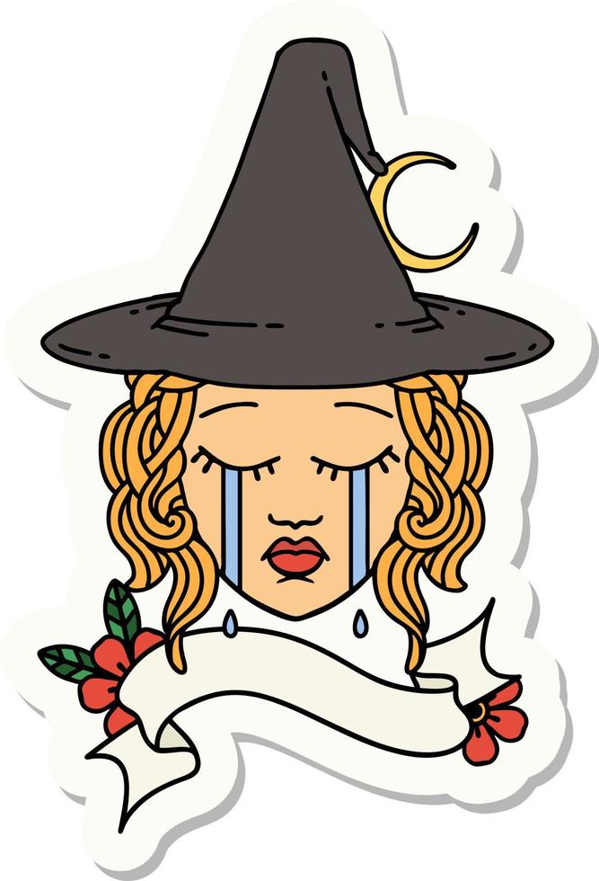 sticker of a human witch character face vector