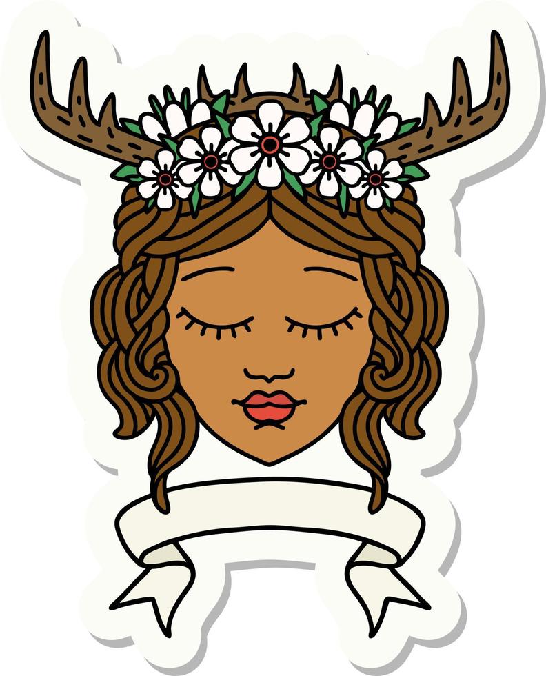 sticker of a human druid character with banner vector