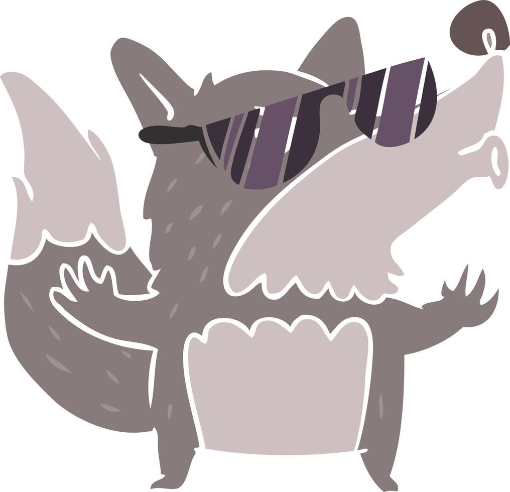 flat color style cartoon cool werewolf howling vector