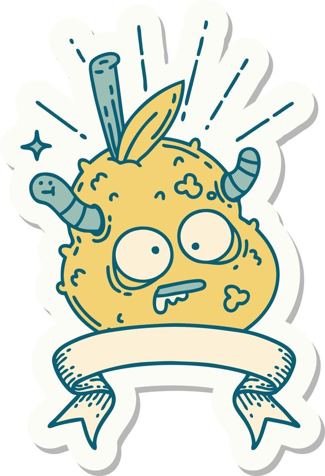 sticker of a tattoo style rotten pear vector