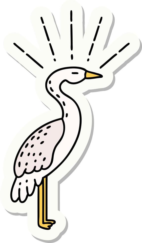 sticker of a tattoo style standing stork vector