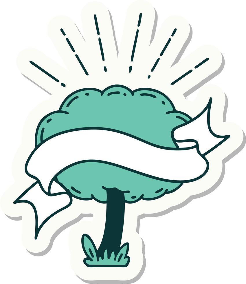 sticker of a tattoo style tree vector