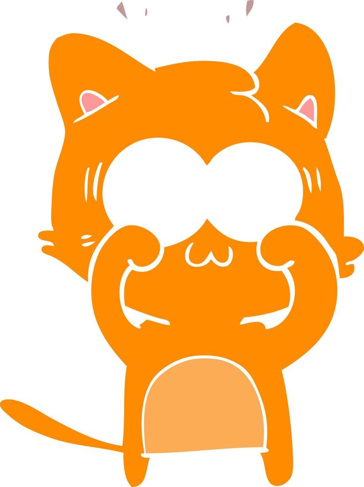 flat color style cartoon surprised cat vector