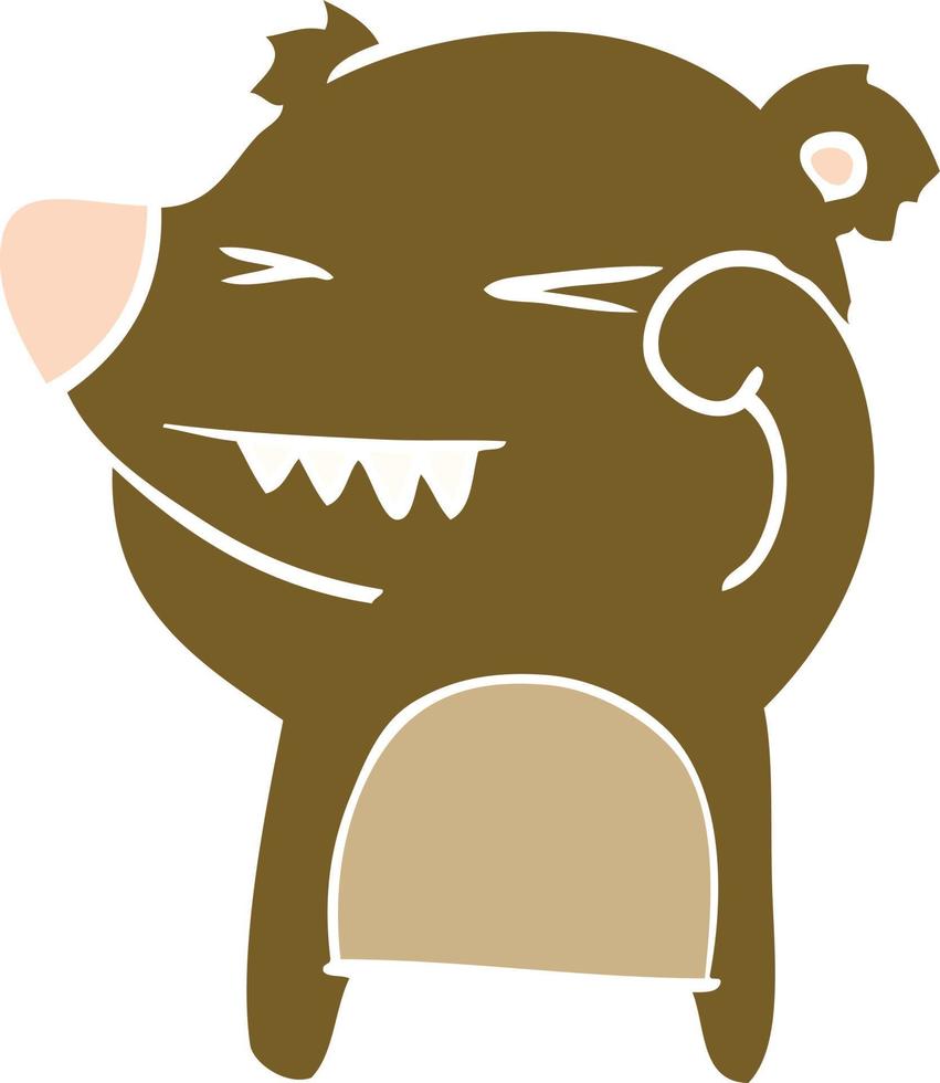 angry bear flat color style cartoon vector