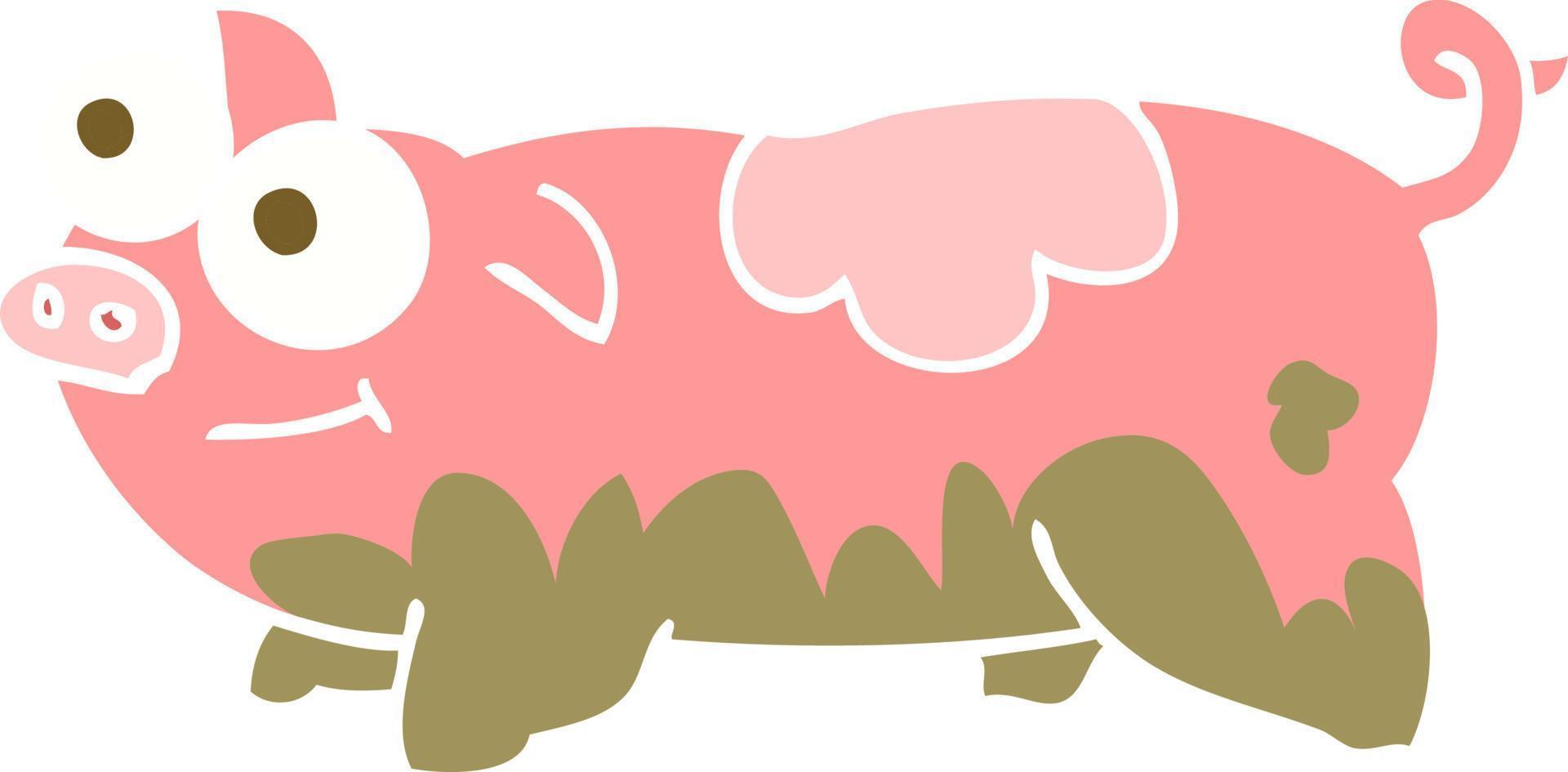 flat color illustration of pig vector