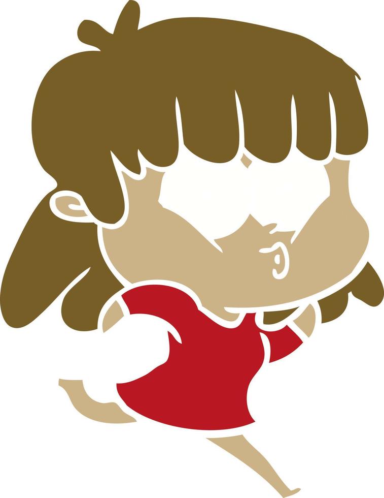 flat color style cartoon whistling girl vector