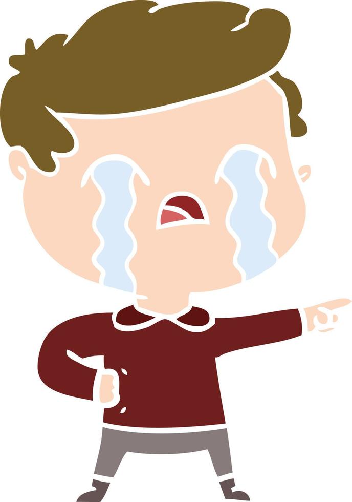 flat color style cartoon man crying vector