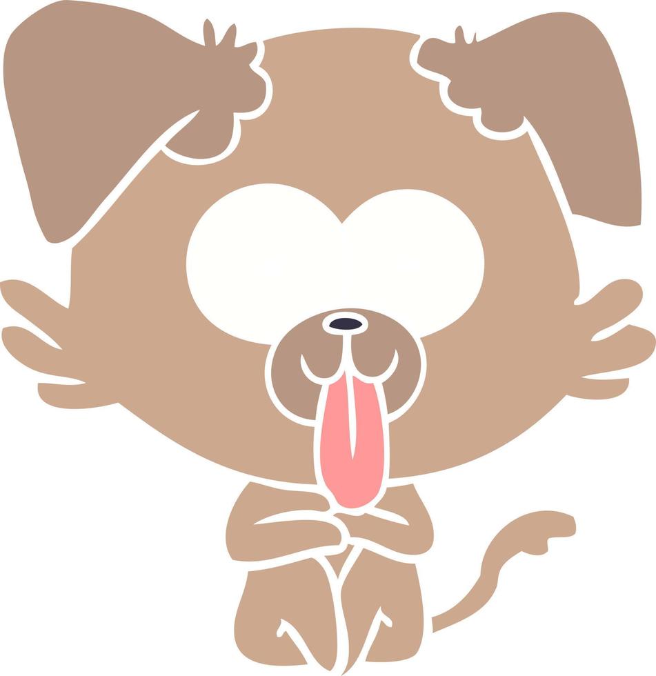 flat color style cartoon dog with tongue sticking out vector