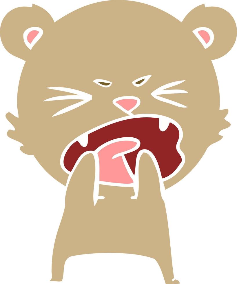 hungry flat color style cartoon bear vector