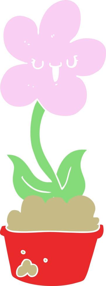 cute flat color style cartoon flower vector