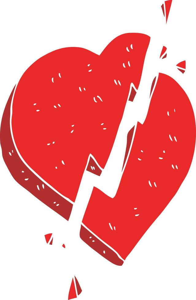 flat color illustration of broken heart symbol vector