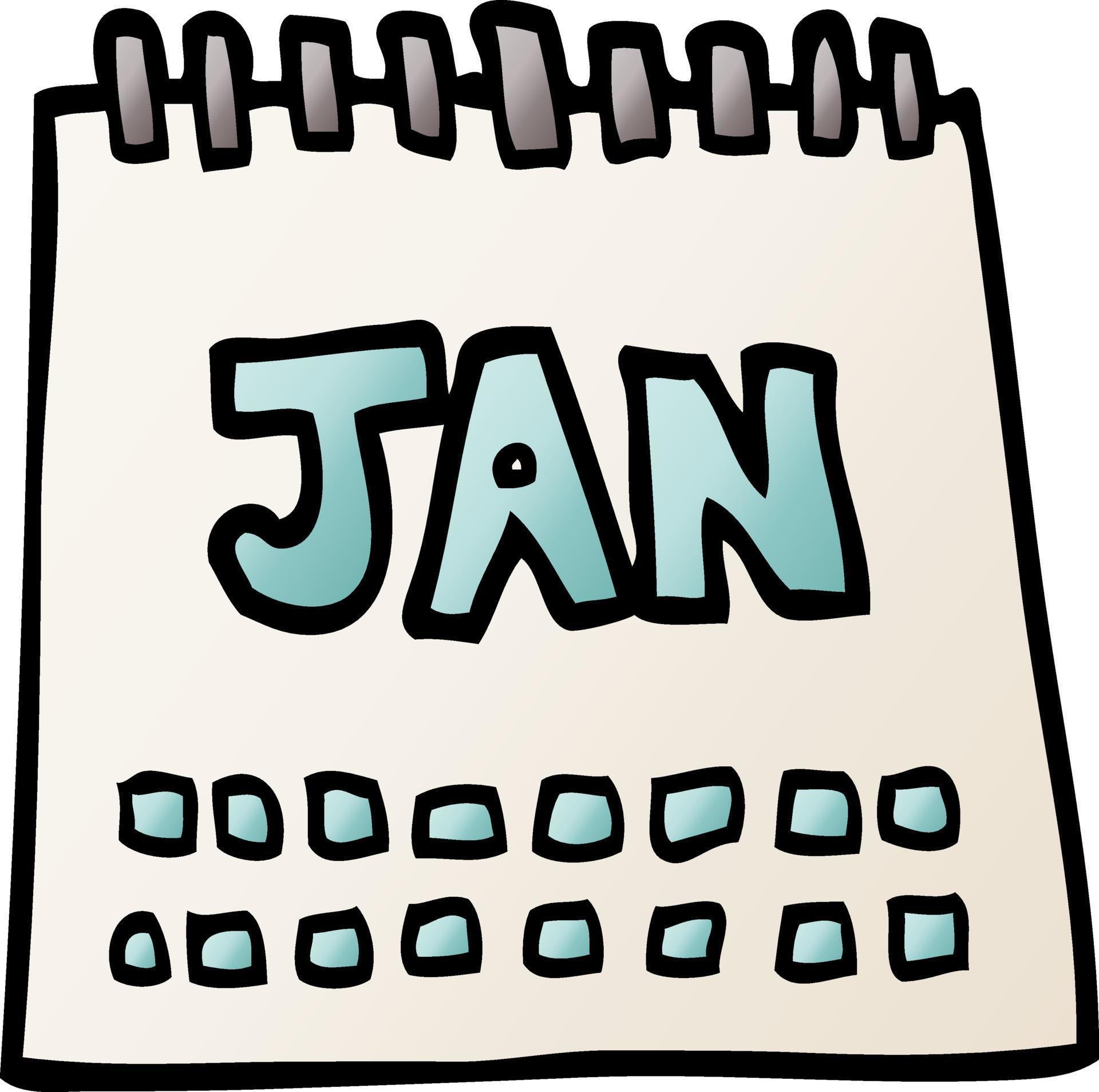 cartoon doodle calendar showing month of january 12127880 Vector Art at Vecteezy