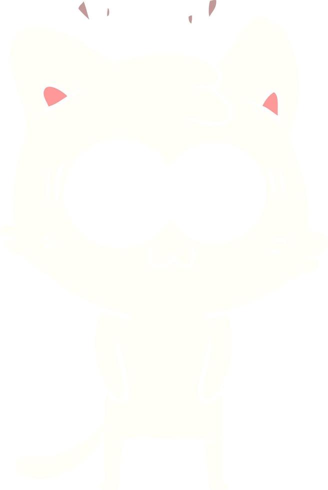 flat color style cartoon surprised cat vector