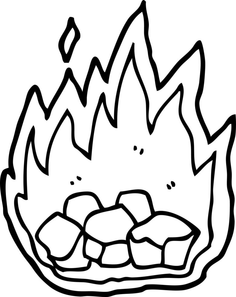 line drawing cartoon spooky burning halloween coals vector