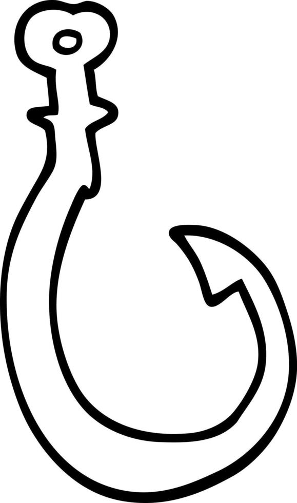 line drawing cartoon big fish hook vector