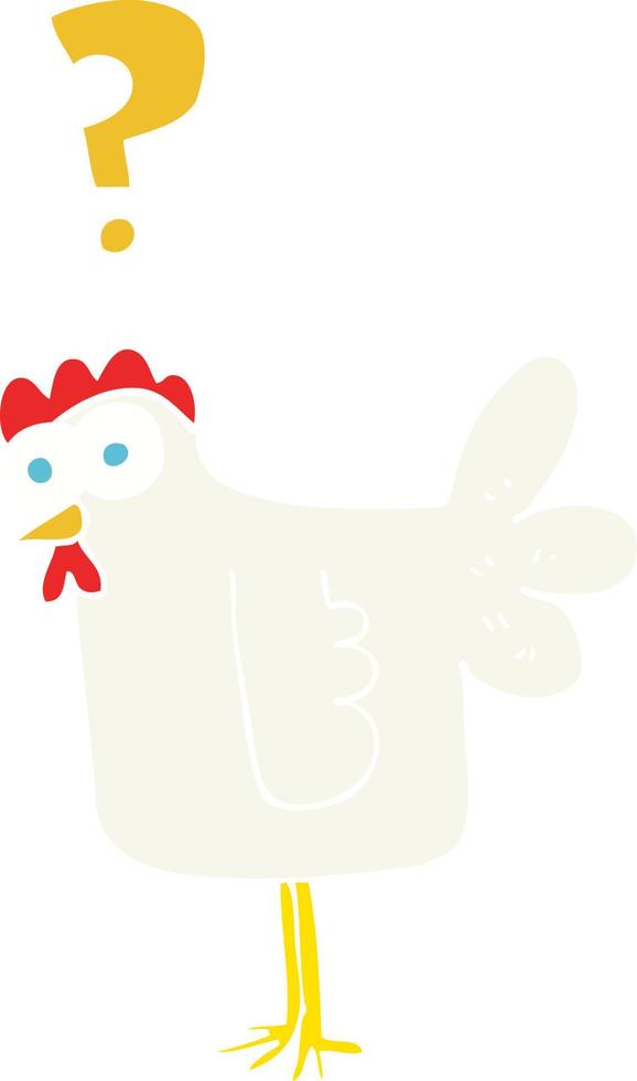 flat color illustration of confused chicken vector