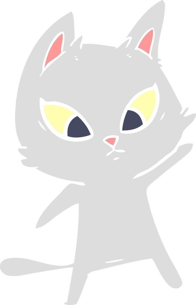 confused flat color style cartoon cat vector