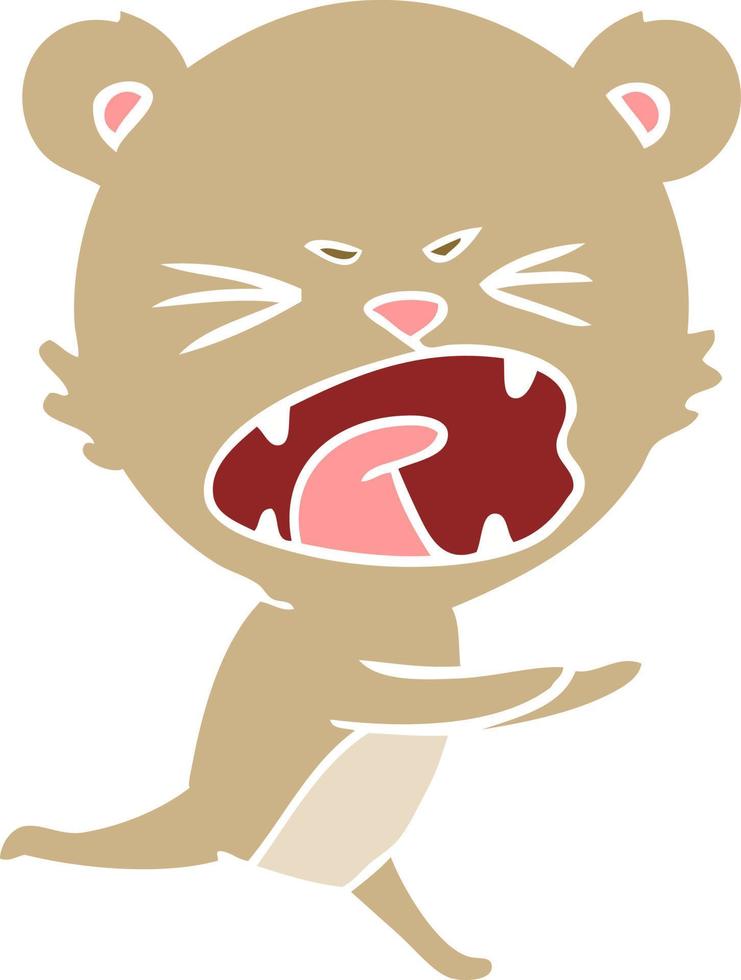 angry flat color style cartoon bear shouting vector