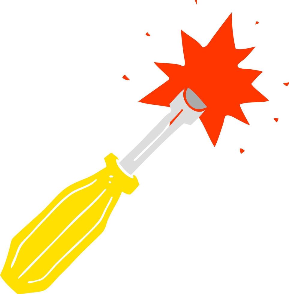 flat color illustration of screwdriver vector