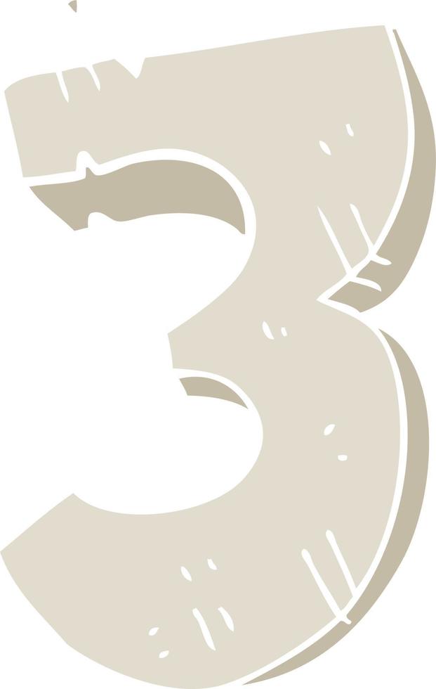 flat color illustration of stone number three vector