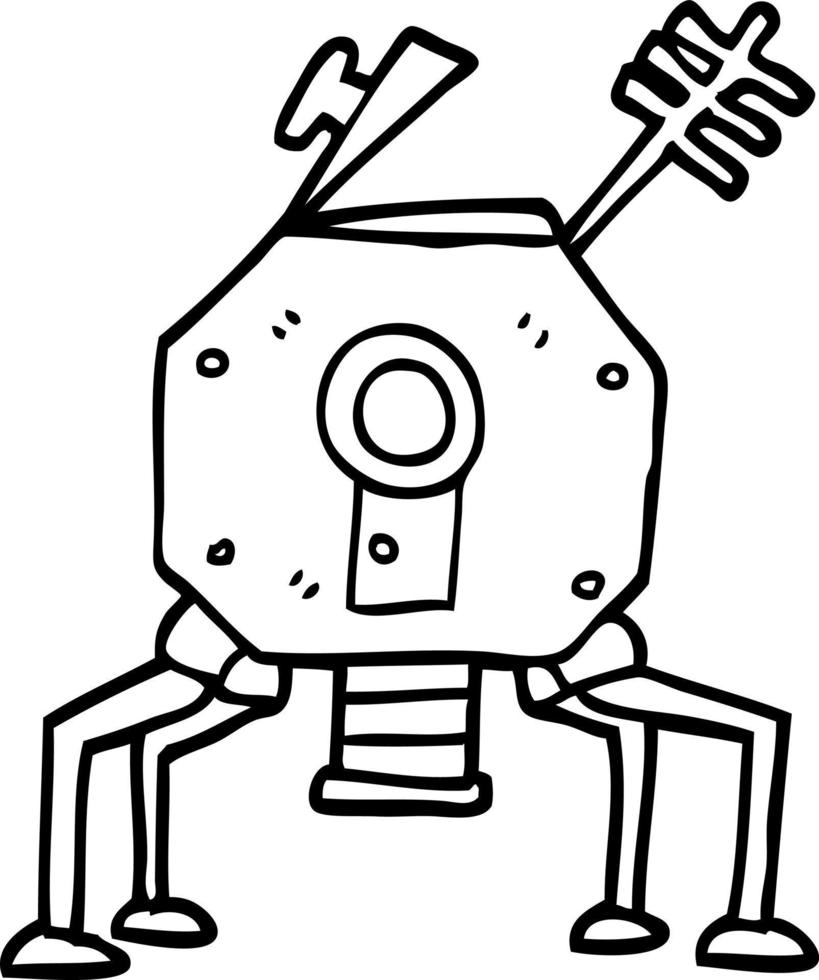 line drawing cartoon space rocket vector