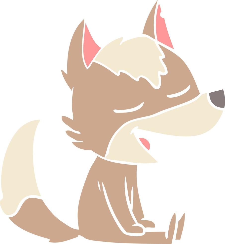 flat color style cartoon wolf laughing vector