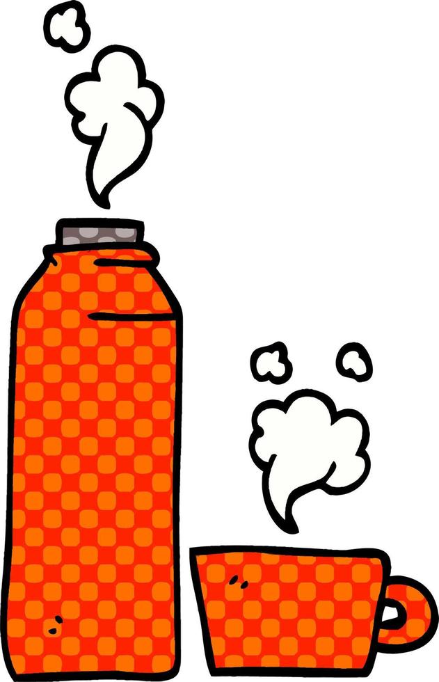 cartoon doodle hot drinks flask vector