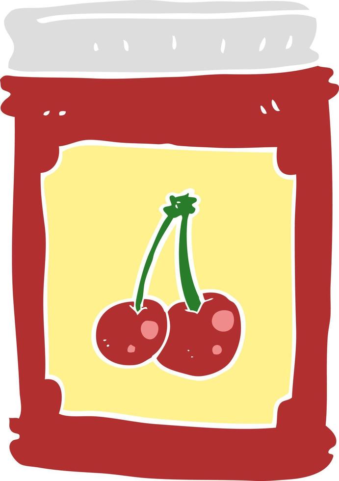 flat color illustration of cherry jam jar vector