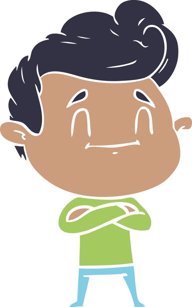 happy flat color style cartoon man vector