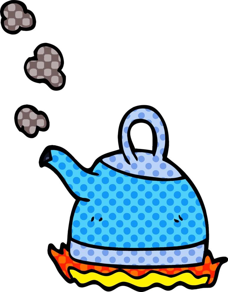 cartoon doodle kettle on stove vector