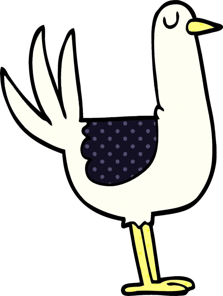 cartoon doodle tall bird vector