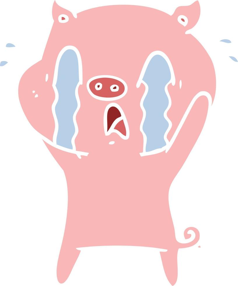 crying pig flat color style cartoon vector