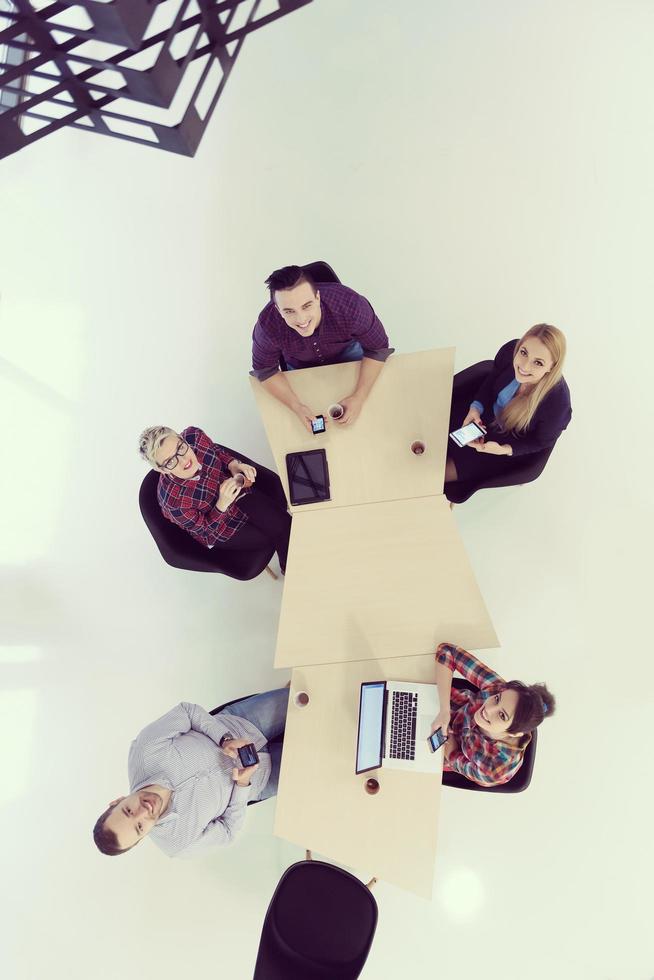 aerial view of business people group on meeting photo